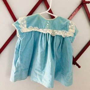 1940s vintage girls velour dress 2T/3T baby blue